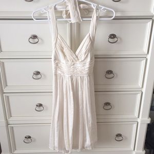 BCBG MAXAZRIA off-white silk halter dress